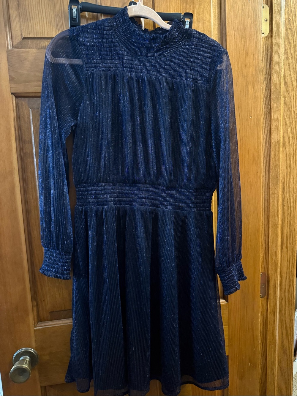 Sam Edelman NWT size 10 Navy Blue Long Sleeve Shimmer Dress